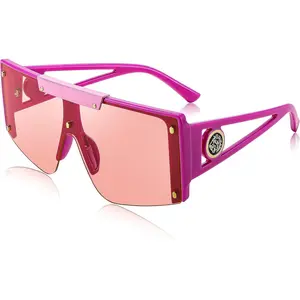 FEISEDY Women Sunglasses, Oversized Square Flat Top Shield Shades for Men B4060