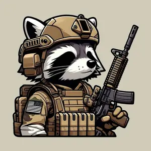 Tactical Raccoon Sticker, Cute Military Animal Vinyl Decal, Funny Combat Operator Raccoon Art, Tactical Gear Sticker, Laptop Water Bottle Decal