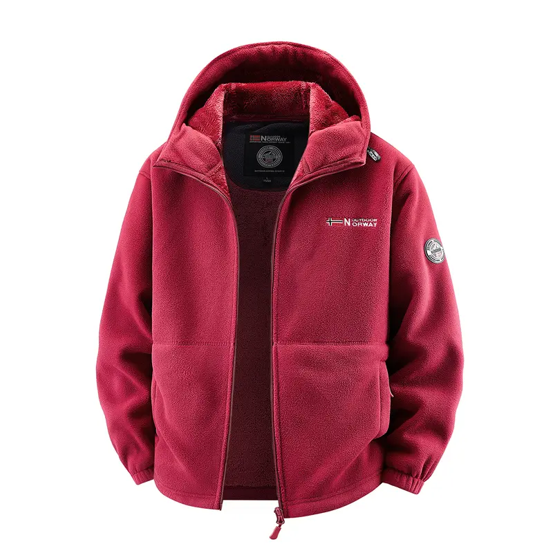 Men's Thick Super Soft Synthetic Fiber Hooded Jacket - Long Sleeve, Trendy Casual Winter Outerwear Top for Menswear