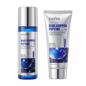 GHK-CU copper peptide Must-Have Sensitive Skin Set Brightening Cleanser with Blue Copper Peptide Vegan Moisturizing Toner   Facial Cleanser for Gentle Deep Cleaning