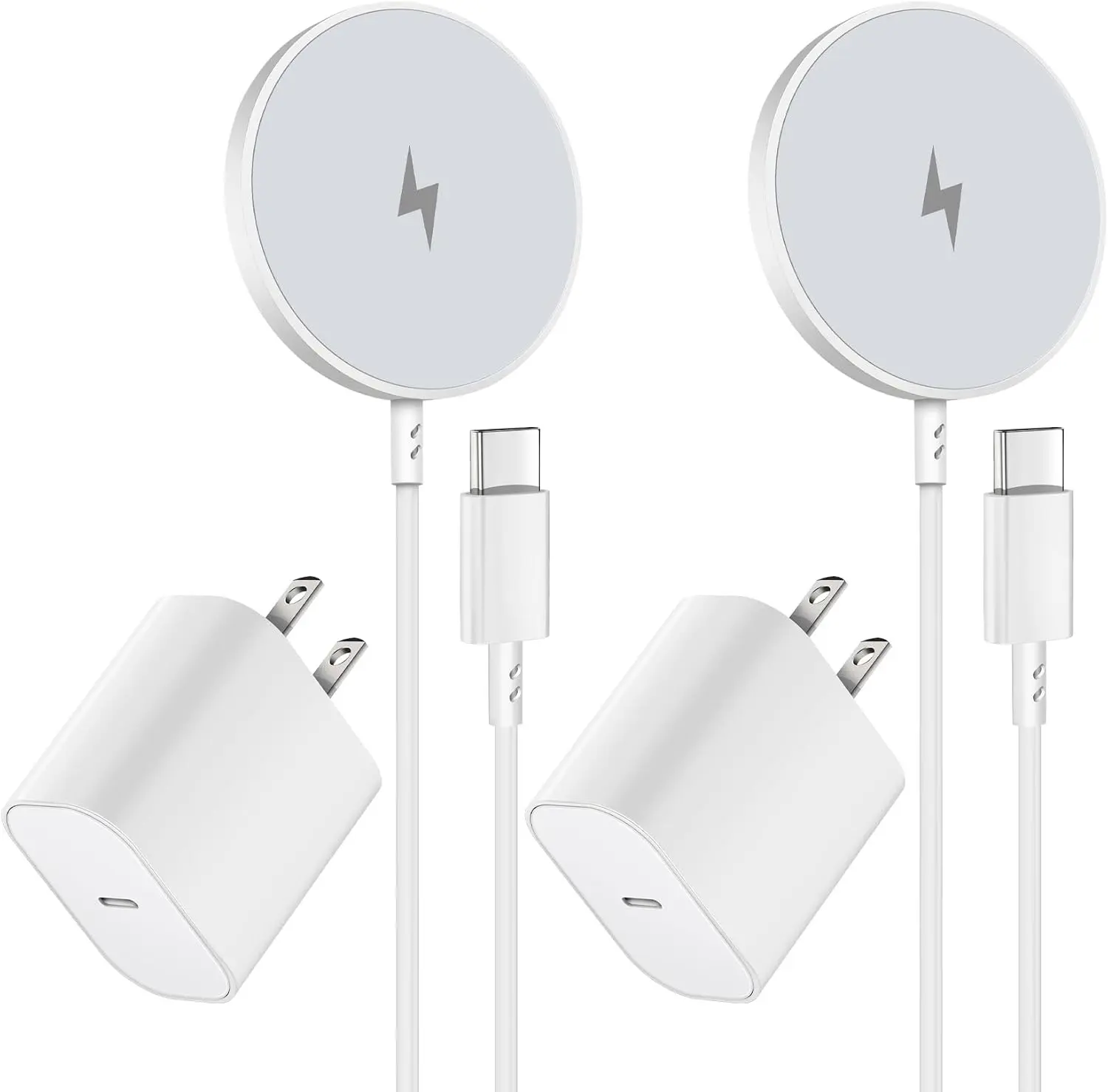 Magnetic Wireless Charger for iPhone 16 15 Wireless Charging,Fast Mag-Safe Charger 2Pack USB C Charging Block for iPhone 16 Pro Max/16Pro/15 Pro/16/15/14/13/12/Plus/AirPods 3/2/Pro 2