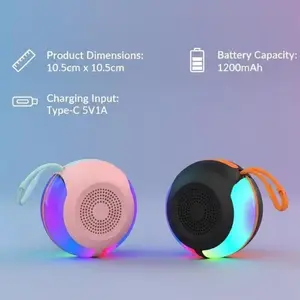 Portable Bluetooth Speaker - HIFI Stereo Lighted Display Mini Subwoofer with RGB LED Lights, USB Rechargeable Smartphone Connectible Speaker for Parties, Travel, Holiday Gifting, Portable Speakers