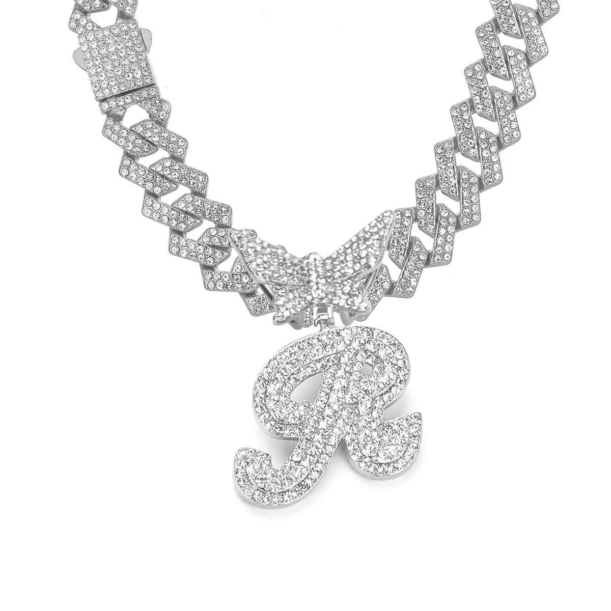 Silver letter necklace R