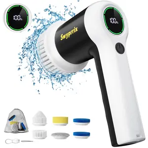 Swyprrix Electric Spin Scrubber for Bathroom and Shower Cleaning SD-CTB02 | 2 Speeds Cordless Power Cleaning Brush, 6 Replaceable Brush Heads, IPX7 Waterproof, For Bathroom, Sink, Tile, Kitchen, Grout
