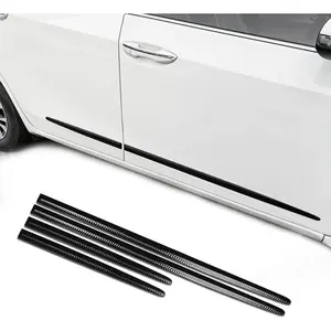 4PCS Dent Prevent Car Door Protector, Door Molding Trim Kit Strips, Universal Door Protector Automotive Molding Trim, Prevents Dents Scratches, Bright (Black)