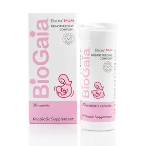 BioGaia Elactia MUM Postnatal Probiotic Dietary Supplement for Healthy Lactation - 30 Capsules, Gluten-Free, Organic, Non-GMO, No Artificial Colors or Flavors