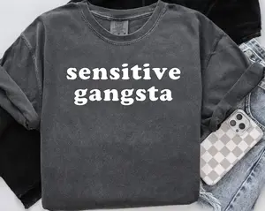 sensitive gangsta Shirt Graphic Print Streetwear Top Casual Cotton Fabric Breathable Personalized Stylish Women's Wear