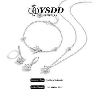 【#395】Elegant 1.2CT Clover Synthetic Moissanite Jewelry in 925 Sterling Silver