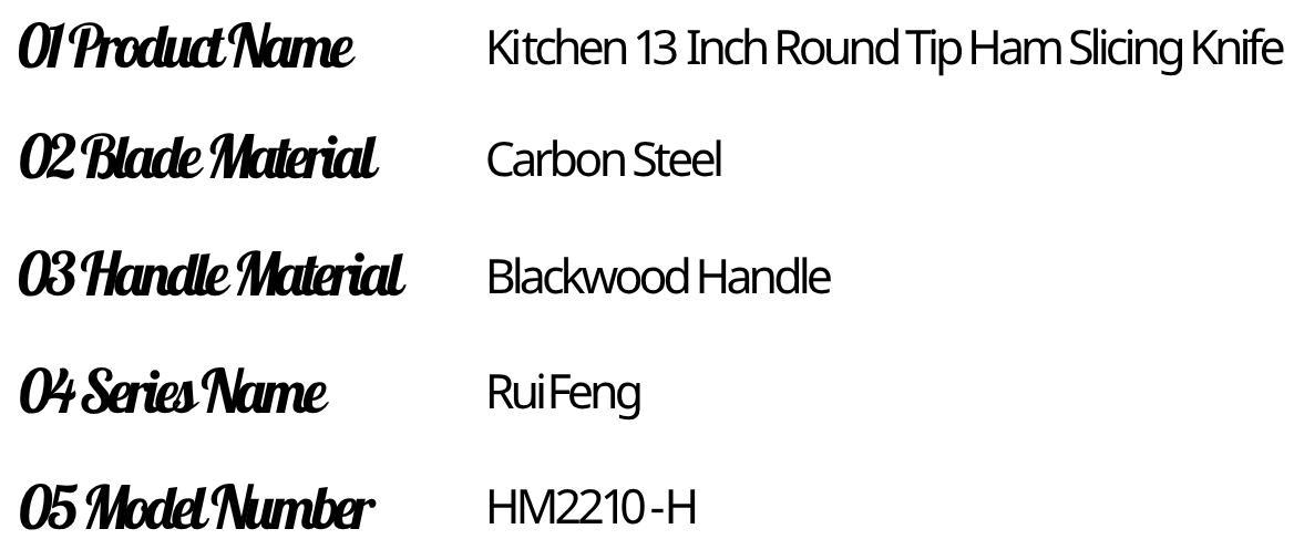 13 Inch Round Tip Ham Slicing Knife, Ultra Sharp German Premium Carbon Steel Brisket Knife Meat Cleaver