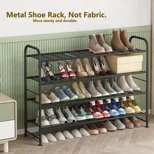 INGIORDAR Adjustable 2/3/4-Tier Metal Shoe Rack Organizer – Sturdy Space-Saving Design for Entryway, Closet (42.4"W, Holds 50 Pairs)