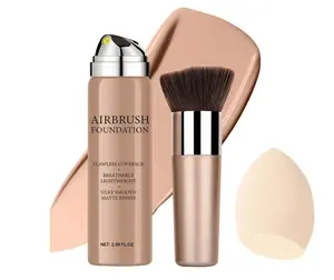 Airbrush Foundation Makeup Spray, Long Lasting Waterproof Full Coverage Foundation for Brighten, Concealer and Hydrating, Natural Matte Finish, Brush and Makeup Sponge Include, 2.36oz (#1 Natural)
