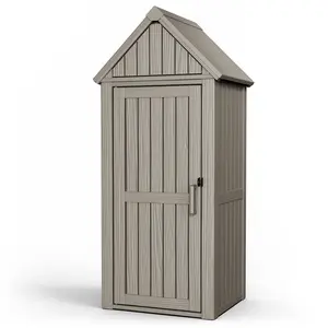 Multifunctional Storage Shed, Outdoor Storage Cabinet with Hooks and Lock Ring, Waterproof Outdoor Storage Shed for All Weather, Tool Outdoor Shed for Patio Lawn and Garden