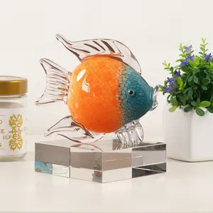 1pc Glass Fish Ornaments, Handmade Blown Statue Ornament Sculpture, Home Art Decoration, Art Paperweight Collection, Modern Office Luxury Decoration, Sailing, Seaside, Coastal Decor, Entrance, Gift for Ocean Enthusiasts