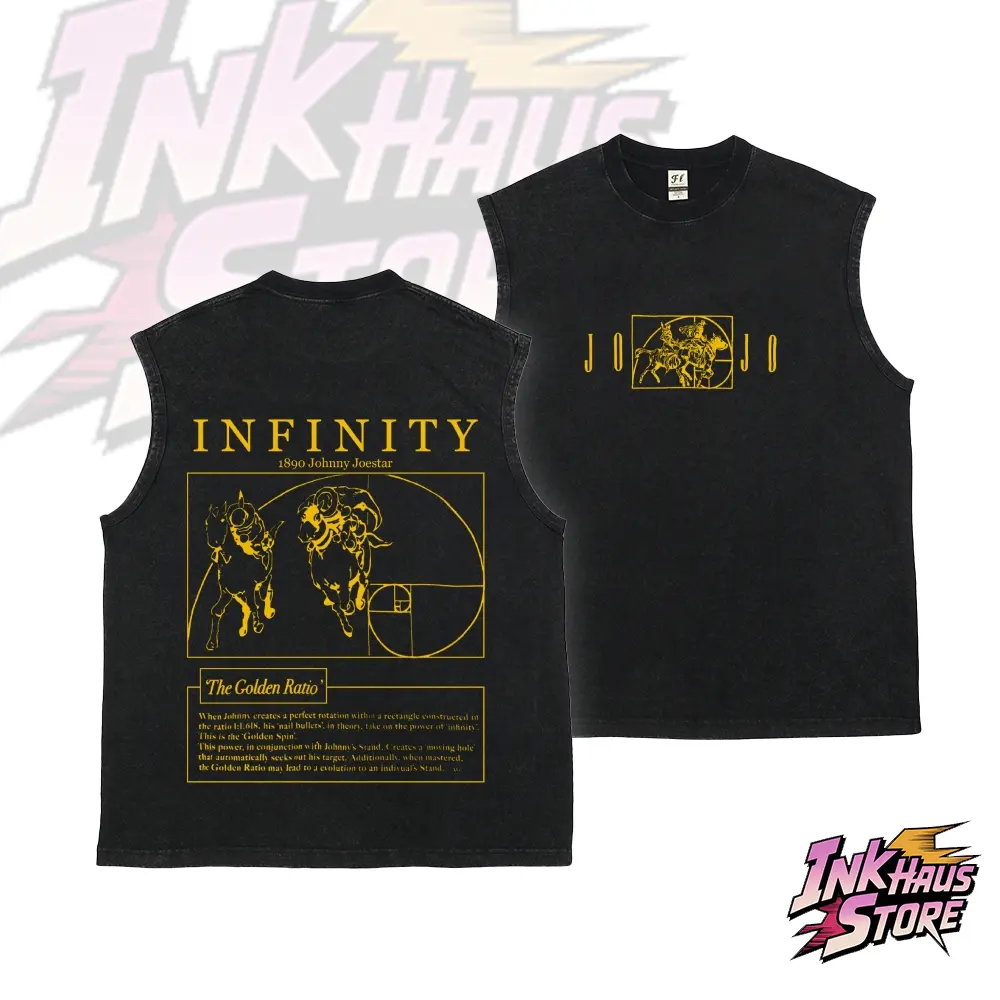 Johnny Joestar, a character from *JoJo's Bizarre Adventure*, and his ability "Golden Spin" -- 100% Cotton Sleeveless Retro wash Tank Top