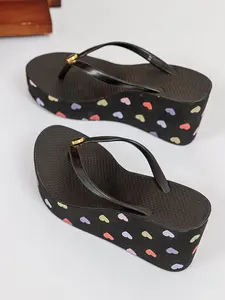 2026 New Summer Vacation Style! Colorful Heart Wedge Women Sandals, Outdoor Wear, Anti-Slip, Comfortable, Non-Irritating, Perfect for Beach & Pool