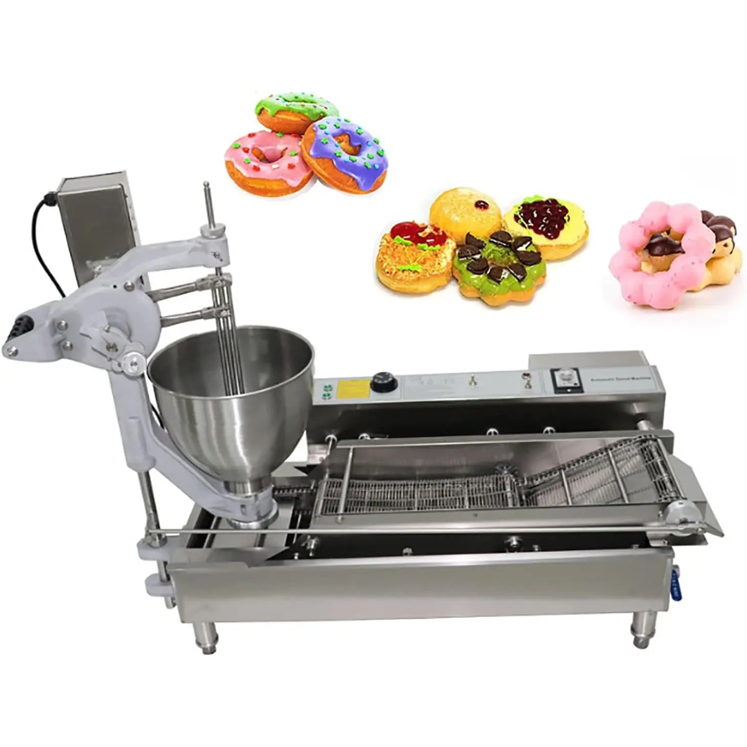 Kolice Commercial Automatic Heavy Duty Donuts Maker Machine Doughnut Frying Making Machine with 3 Different Molds to Make Ball/Flower/Ring Shaped Donuts, Dia: 1.18~4.72 inches