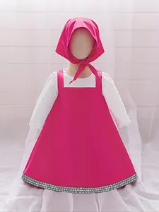 Mulberry with Scarf Cartoon Cosplay Dress Up Costume Fancy Carnival Party Holiday Kids Clothes Long Sleeved Fluffy Skirt Child Princess Baby Girls Ball Gown Toddle Cocktail Dress for all Season 6 Months to 3 Years