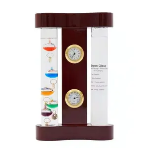 Station with Galileo Thermometer Fitzroy Storm Quartz Clock and Hygrometer Gift for or Present Home, Office Indoor (7" x 4.3")
