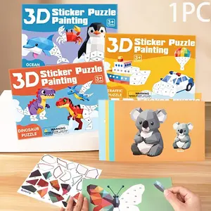 8 Sheets 3D Sticker Puzzle Painting Kit, Multi-Themed Beginner-Friendly Easy DIY Art Craft Set, Engaging Educational Art Activity for Kids Ages 3+, Ideal Birthday Gift, Back to School Art Supplies for Preschool, Homeschool & Classroom