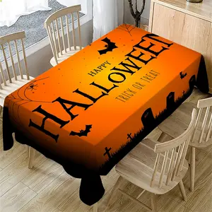 Halloween Tablecloth with Fun Designs, Indoor & Outdoor Use, Perfect for Home Kitchen Dining Decor, Holiday Party Decoration