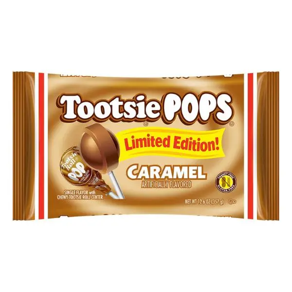 Tootsie Pops Caramel Pops – 12.6oz Bag | Limited Edition Single Flavor Lollipops | Individually Wrapped Candy Treats