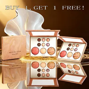 BUY1,GET 1 FREE! Makeup Palette Multi-Use Cosmetic Set Highlighter Eyeshadow Contour Blush Suitable for Any Makeup Look Zodiac Makeup Palette bronze eye shadow powder underground makeuppallette  fantal frame basic canvas pale skin face time shimmer finish