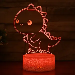 Cute Little Dinosaur 3D Night Light for Kids 16 Colors LED Light with Remote Smart Touch USB Cable Dino Gift for Adults Teens Boys Girls Birthday Christmas
