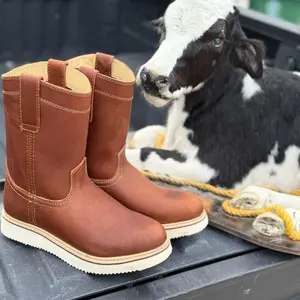 Bota Trabajo suela de rayas miel casco