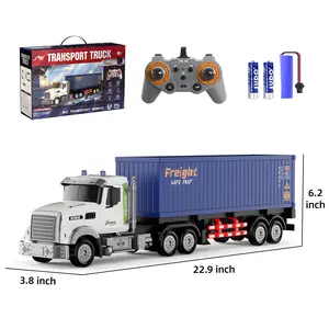 Remote Control Semi Truck , 9-Channel Full Function RC Vehicle with LED Lights, Sounds, Horns and Auto Demo, Detachable Container Toy for Kids Age 6-13+