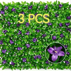 Expandable Fence Screen, Floral Artificial Hedge Grid Board, Garden Sunshade Wall Decor, Backyard Privacy Screen, Easy Install Weather Resistant, Decorative Garden Fences