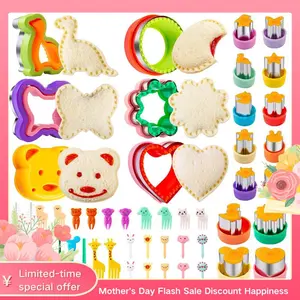 Sandwich Cutter for Kids 48 Pcs, Cookie Cutters, Fruit Vegetable Cutter Shapes, Food Picks for Bento Box, Mouse Dinosaur Star Square Heart Shape