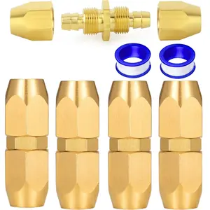 4 Pack Brass Air Reusable Hose Splicer For 1/4-Inch ID Hose,1/4" Air Hose Repair Fitting,Christmas Party Gifts Set,Hand Tools Kits