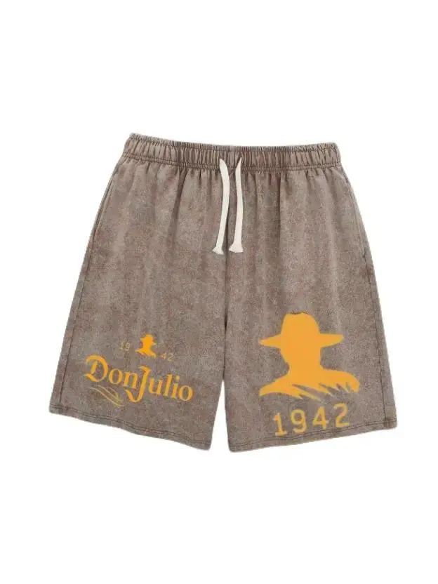 GLOBVIBE Men's 100% Cotton DonJulio 1942 Design Printed Gradient Washed Y2K Graphic Shorts - Casual Street Vacation Bottoms