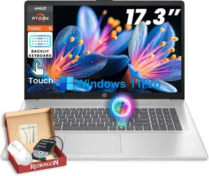 HP Flagship 17 Touchscreen Laptop Computer- AMD Ryzen 5 7430U, 17.3" Anti-Glare HD+ Display, Backlit Keyboard, Windows 11 Pro, Wi-Fi 6, HD Webcam, Copilot (8/16/32GB RAM, 256GB/512GB/1TB/2TB SSD)