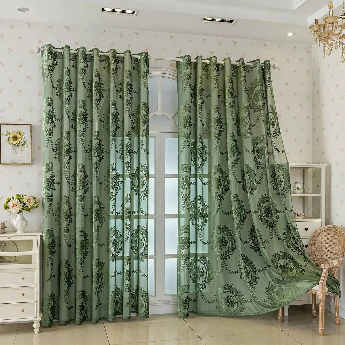 French Vintage Floral Jacquard Curtain, Heavy Drapes for Balcony, Bedroom, Living Room Decor, Minimalist Style Home Decoration, Window Curtain, Home Decorative Curtain, Curtains Floral