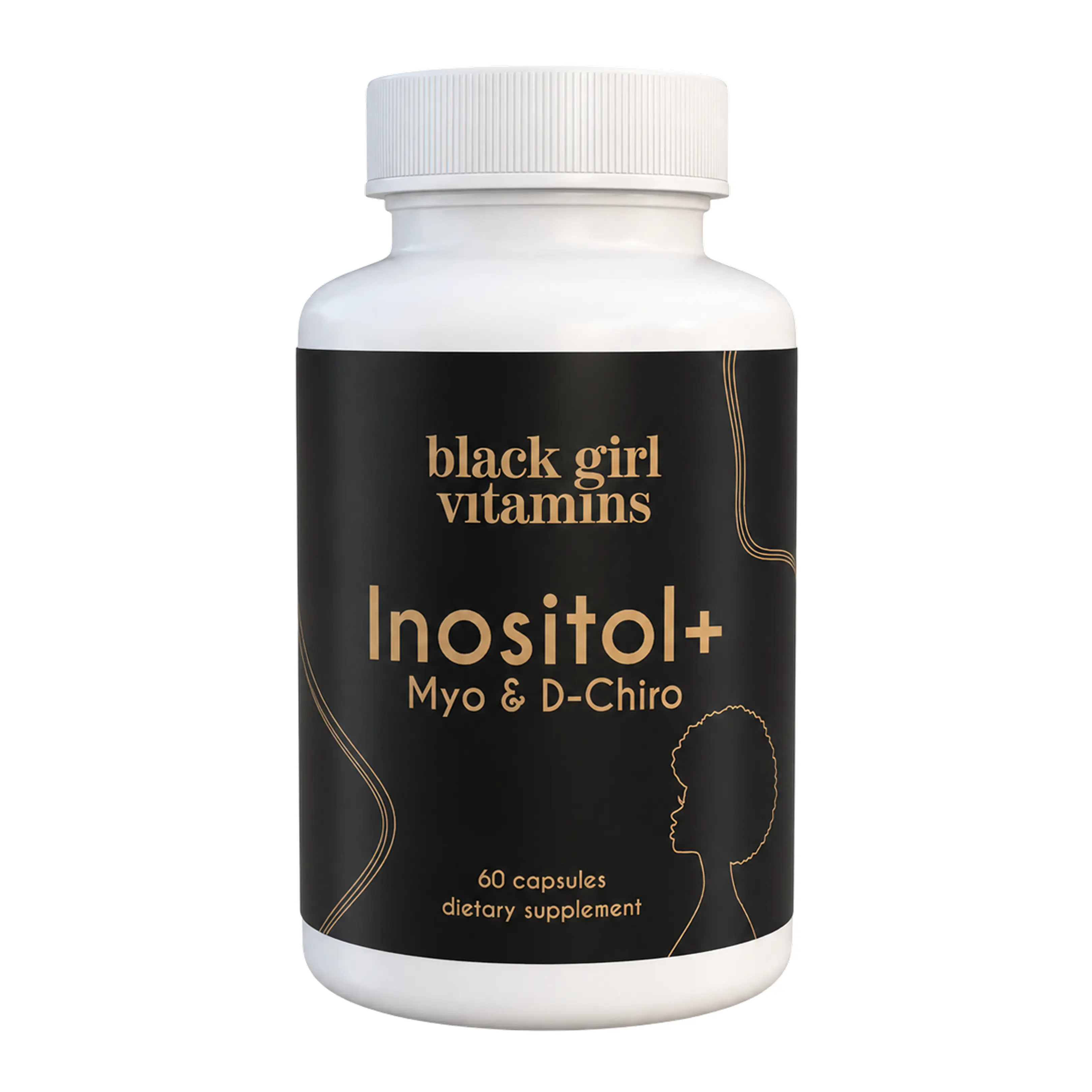 Black Girl Vitamins Inositol+ Myo-Inositol & D-Chiro-Inositol Capsules, Vegan Supplement