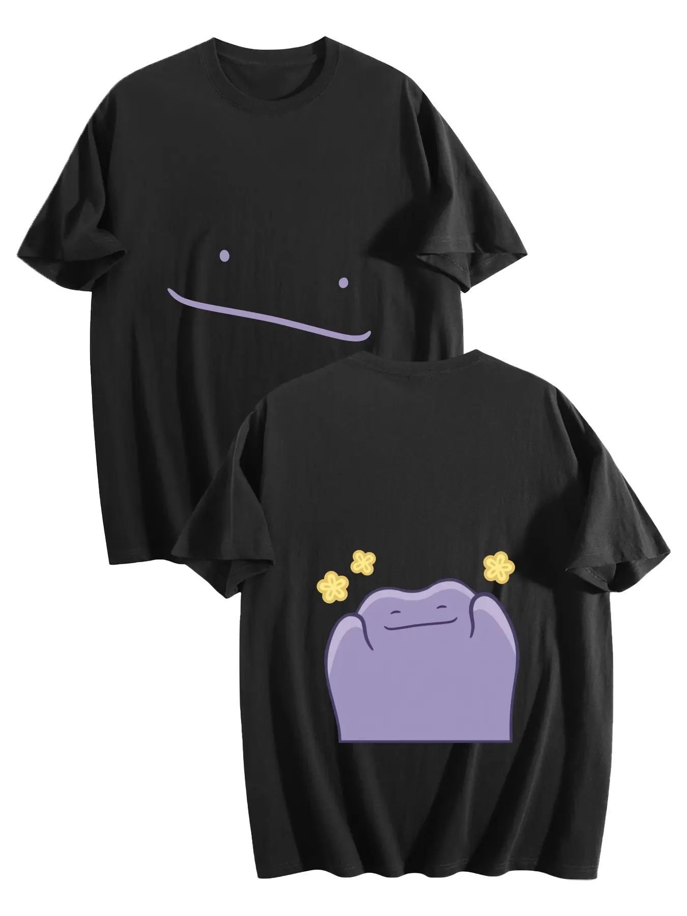 Ditto front and back printed T-shirt for men and women, new summer style Y2K Harajuku style loose Oversized Apparel