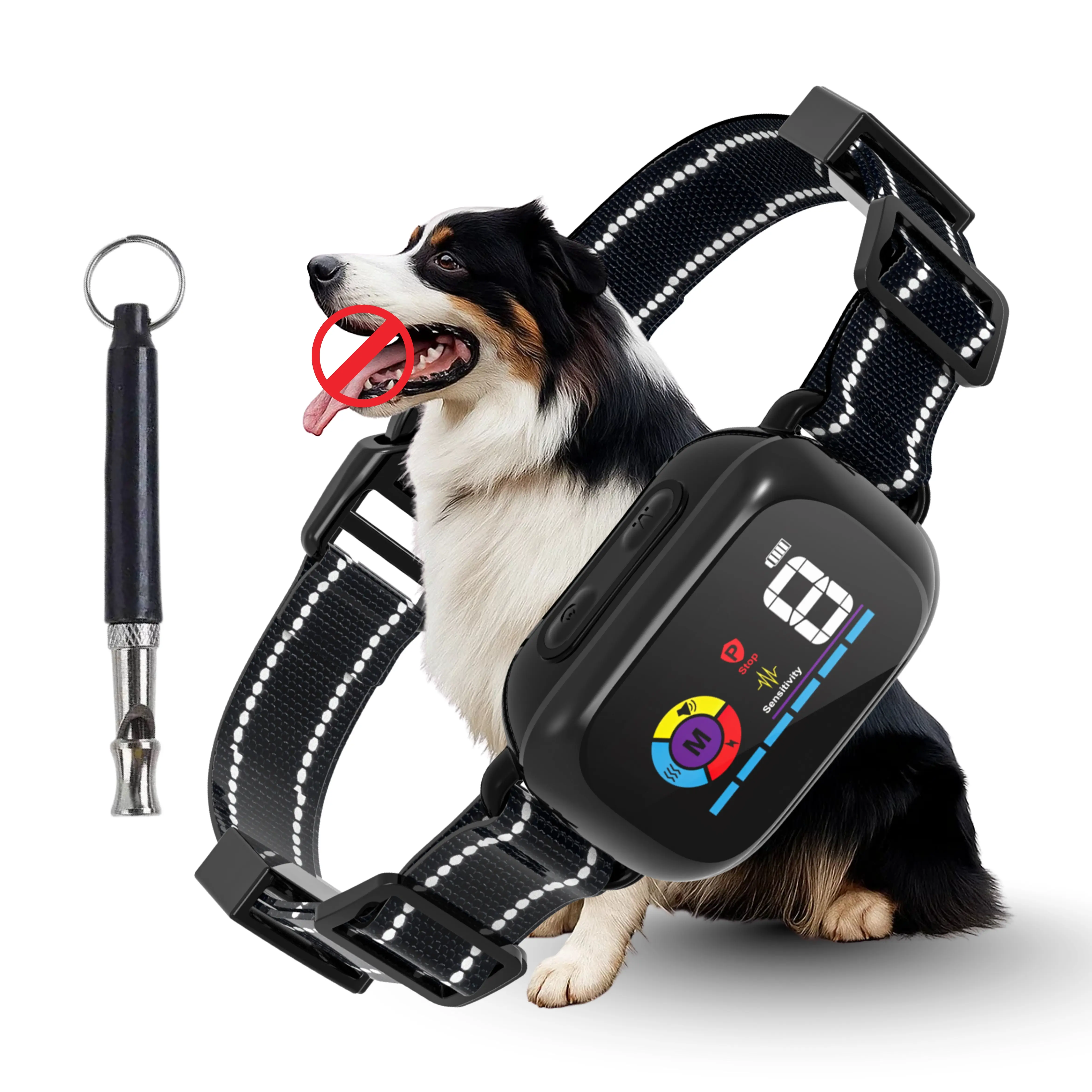 Bark Collar, Dog Bark Collar for  Small Medium Large Dogs with Dog Whistle 8–120lbs, Dual-Trigger Smart Anti Bark Collar Sound & Vibration Detection, 5 Training Modes, 5 Sensitivity Levels, IPX7 Waterproof