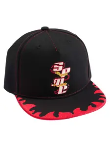 Thesupermade Embroidered Flame-Trimmed Black Baseball Cap - 2365
