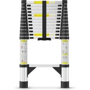 Telescoping Ladders,12.5 FT  Telescopic Ladder with Triangle Stabilizers and Non-Slip ,Portable Collapsible Extension Ladder for ,RV,Outdoor Work,330lbs Max Capacity