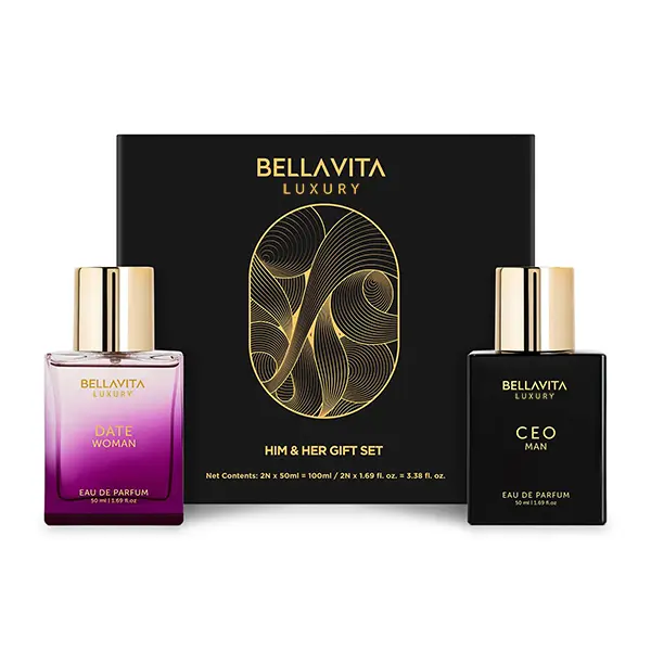 Bellavita Luxury CEO Man & Date Women Gift Set | Classic Perfume Duo 50ml Each | Power & Romance Combo | Couple Gift | Vegan & Cruelty-Free Bellavita Luxury CEO Man & Date Women Gift Set | Classic Perfume Duo 50ml Each | Power & Romance Combo | Couple Gift | Vegan & Cruelty-Free