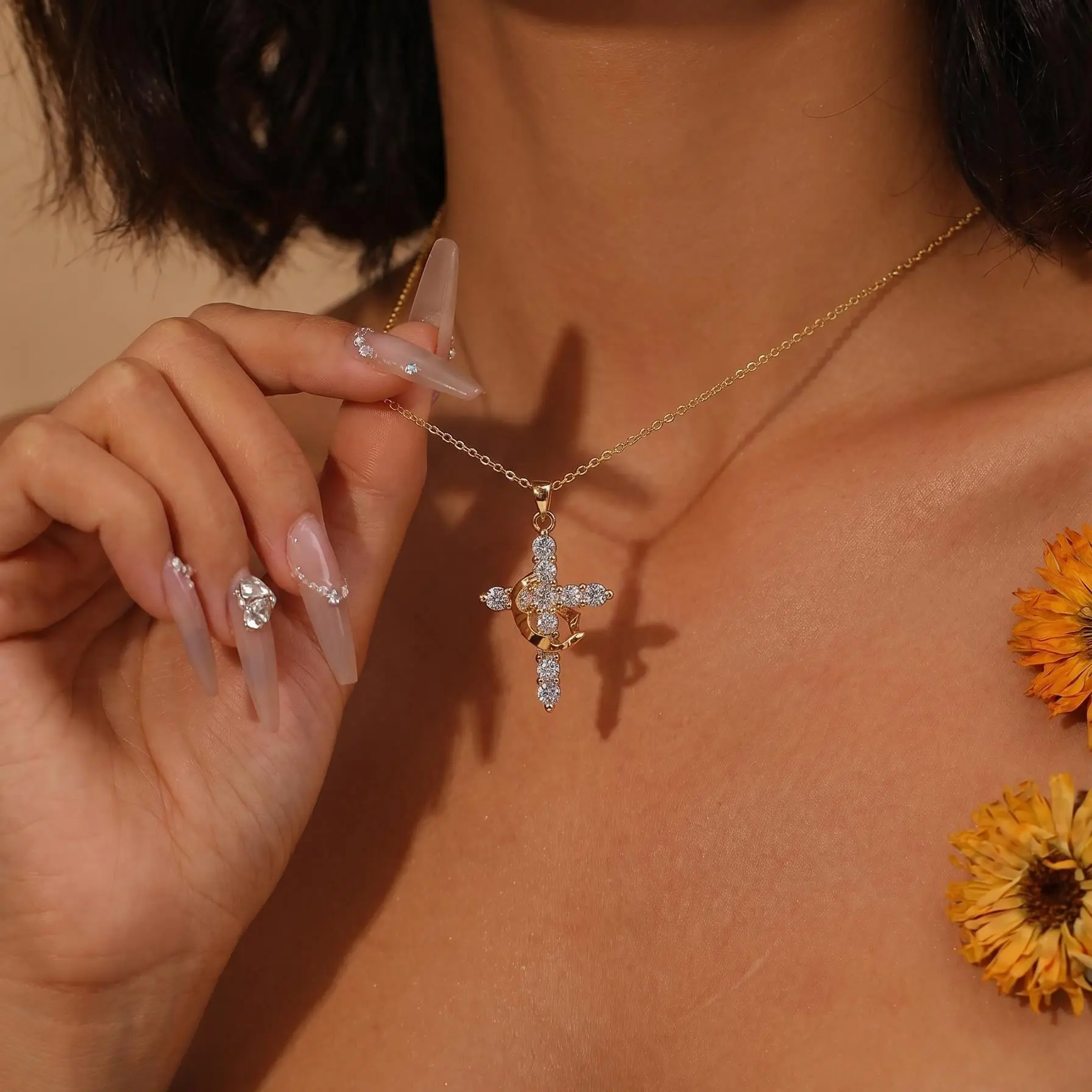 Stella Charm Upgraded Crown Cross Necklace for Women, Crown Cross Pendant Necklace, Non-Tarnish Faith Jewelry for Women, Christian Religious Gifts for Her summerwins, Easter, Spiritual Jewelry