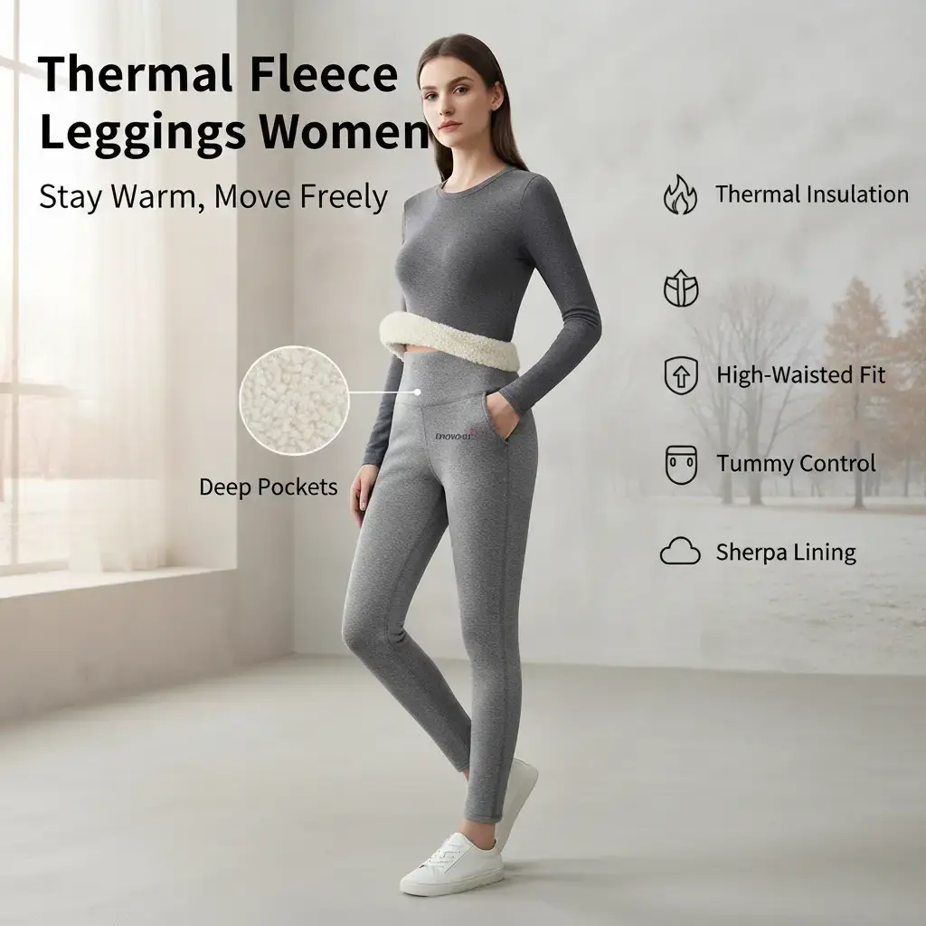 Fall and Winter Thermal Leggings Women Fleece Lined Thick Warm Pants High Waisted Tummy Control Compression Sherpa Tights with Deep Pockets Outdoor Casual Running Workout and Cold Weather Activewear polyester slim fit tummy control yoga support booty gym