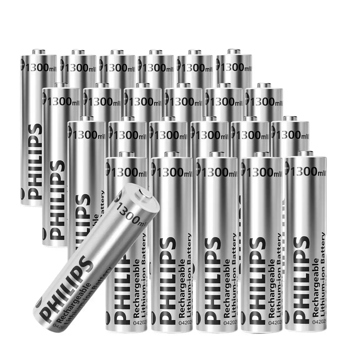 Philips Rechargeable AAA Lithium Batteries, 1300mWh 1.5V Constant Output Li-ion Cells, 1200 Cycles Long-Lasting Portable Power for Remote Controls, Wireless Devices, Flashlights