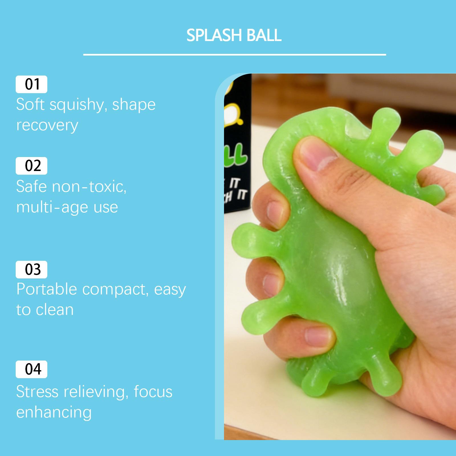 Stretchable squeeze Splash Ball toy for stress relief, blue water drop sensory fidget toys for kids and adults, squishy splat ball toy for anxiety relief, cool office desk toys, birthday party favors, stocking stuffers, sensory classroom prizes