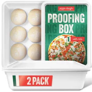 Stock Your Home Pizza Dough Proofing Container with Lid (2 Pack), Homemade Bread Dough Proofing Box