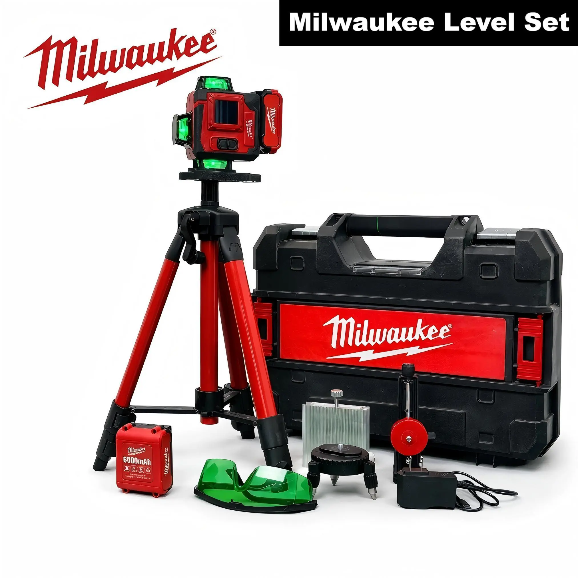 Milwaukee Green Beam 360° Laser Level - Self-Leveling Cross Line Hand Tool, Hardware Mount Tool Kit for Home Repair & Construction Projects light outdoor