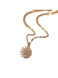 Women's Necklace, New Style Sunflower Diamond-encrusted, Rotatable Collarbone Chain Jewelry, Japanese and Korean Style Cross-border, Ins Ring, Sunflower
