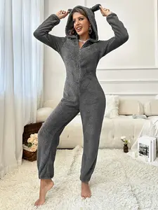 2026 New Women’s Cozy Bear Onesie Pajamas – Fleece Winter Jumpsuit, Hooded Animal Kigurumi, Cute Home & Lounge Loungewear, Christmas Holiday Gift