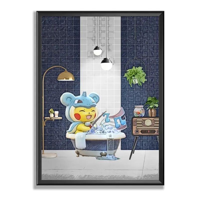 Pikachu Lapras Art Print, Bathroom Decor, Gift Perfect, Unframed Wall Art, Home Decor, Toilet Poster, Gift Perfect Artwork Decoration Artistic